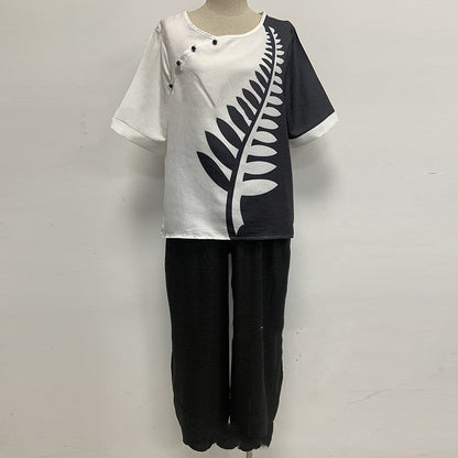 Abigail – Bedruckter Damenanzug mit Top und Hose