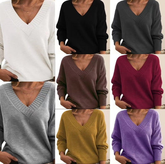 Claire – Lockere Strickpullover mit V-Ausschnitt für Damen