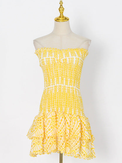 Wendy – A-Linien-Kleid mit Rüschen und modischem Druck für Strandpartys