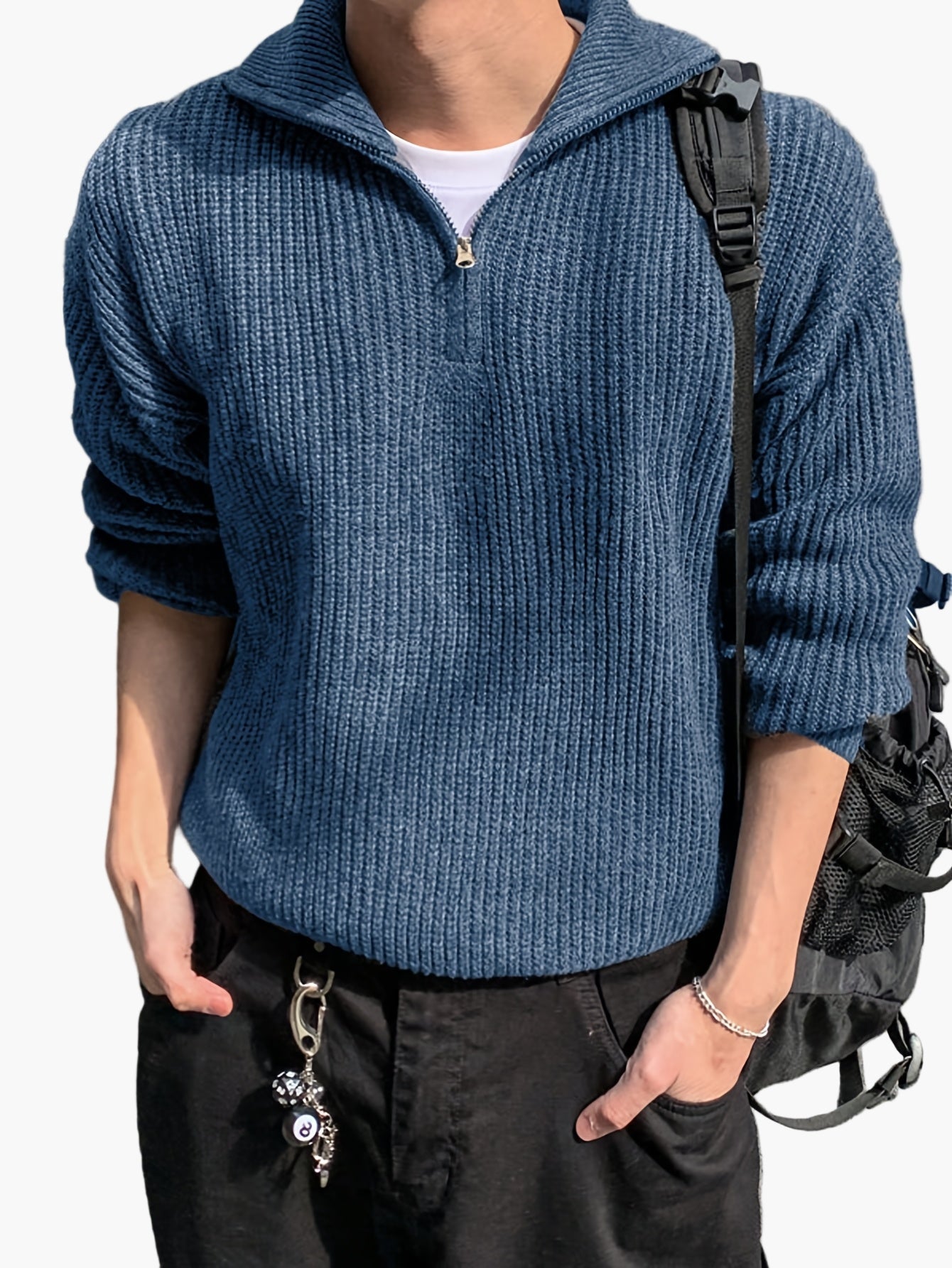Herren Strickpullover mit Reißverschluss, Casual Style, ideal für Alltag und Freizeit