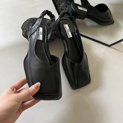 Karen – Modische Schuhe mit Quadratischem Absatz und Freier Ferse