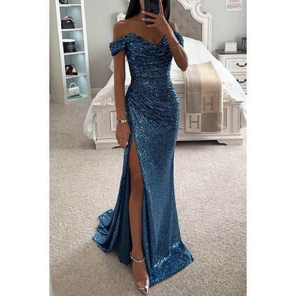 Lucy – Partykleid mit Pailletten und schulterfreiem Schnitt