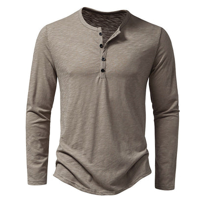 Tony – Langärmliges Herren T-Shirt mit Knopfleiste und Henry-Kragen