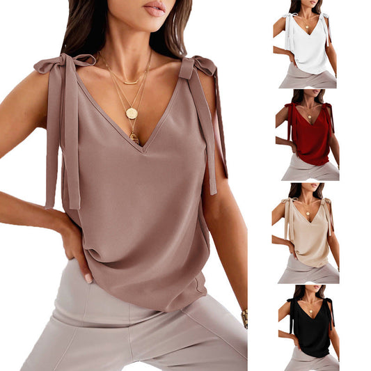 Tamara – Ärmelloses Damen-Top mit Schleifen-Detail