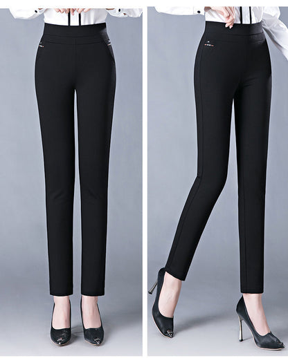 Denise – Elastische Hochbund Frühlings Freizeit Streifen Gerade Hose
