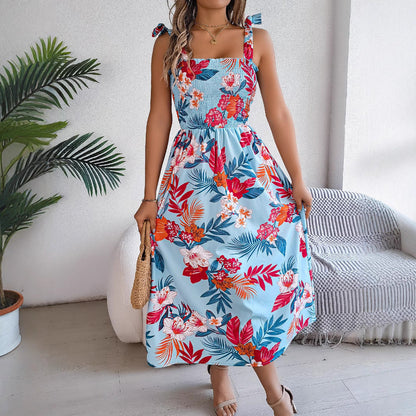 Vanessa – Blumenmuster Träger-Corsage Kleid für Frauen