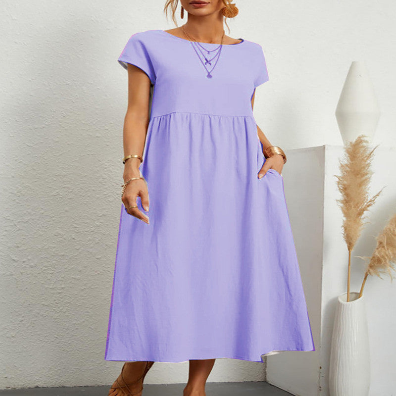 Audrey – Ärmelloses Baumwoll-Leinen-Kleid mit Taschen