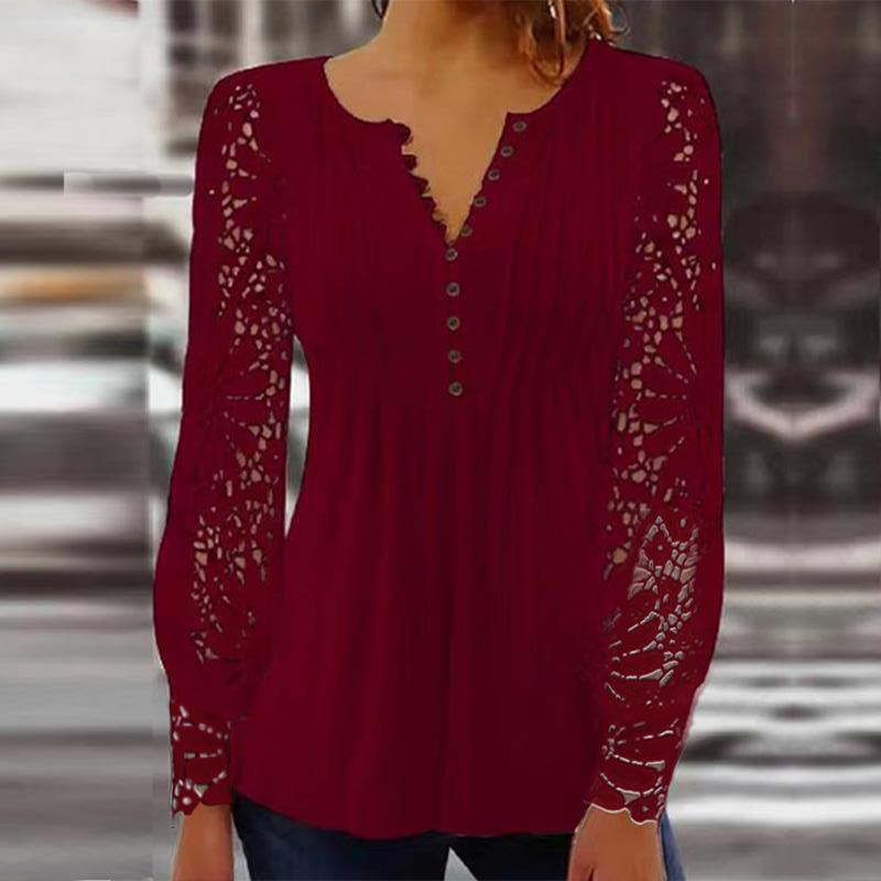 Stan – Damen T-Shirt mit Spitzenärmeln und Falten