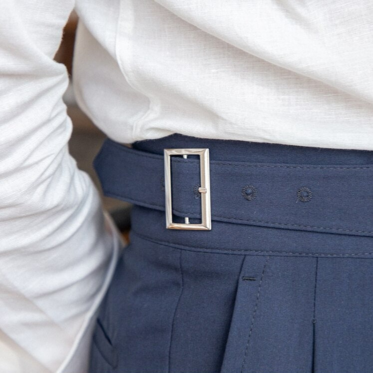 Herren High-Waist Anzughose mit Bundfalte und verstellbarem Bund – Eleganter Business- und Freizeitstil