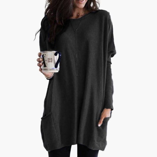 Damen Oversized Pullover Langarm Bequemer Freizeit-Look