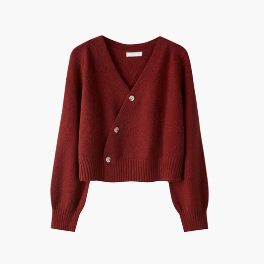 Damen Strick-Cardigan mit V-Ausschnitt und schrägen Knöpfen – Moderner Alltagsbegleiter