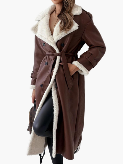 Damen Langer Mantel mit Fellkragen – Eleganter Wintermantel für stilvolle Outfits