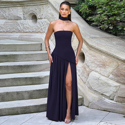Damen Abendkleid Elegant Asymmetrisch mit Schlitz – Modernes Maxikleid für besondere Anlässe