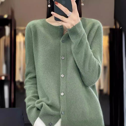 Katie – Merino Woll-Cardigan mit Rundhalsausschnitt und langen Ärmeln