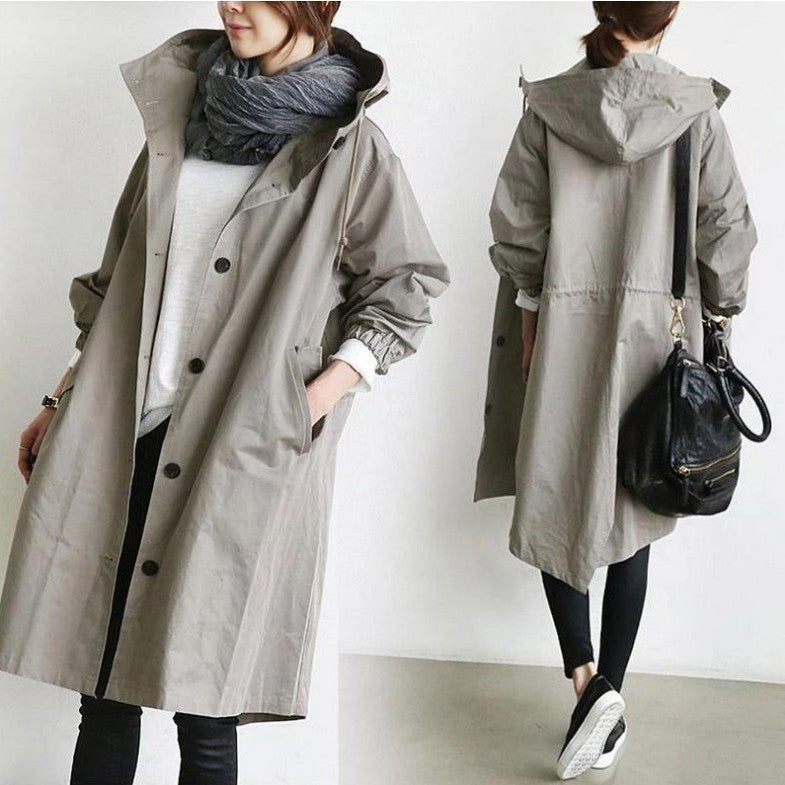 Damen Übergangsjacke mit Kapuze – Lässiger Mantel für Alltag und Freizeit
