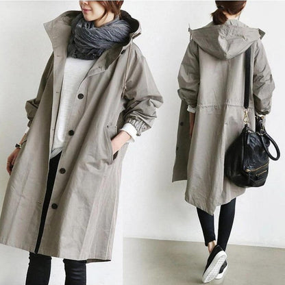 Damen Übergangsjacke mit Kapuze – Lässiger Mantel für Alltag und Freizeit