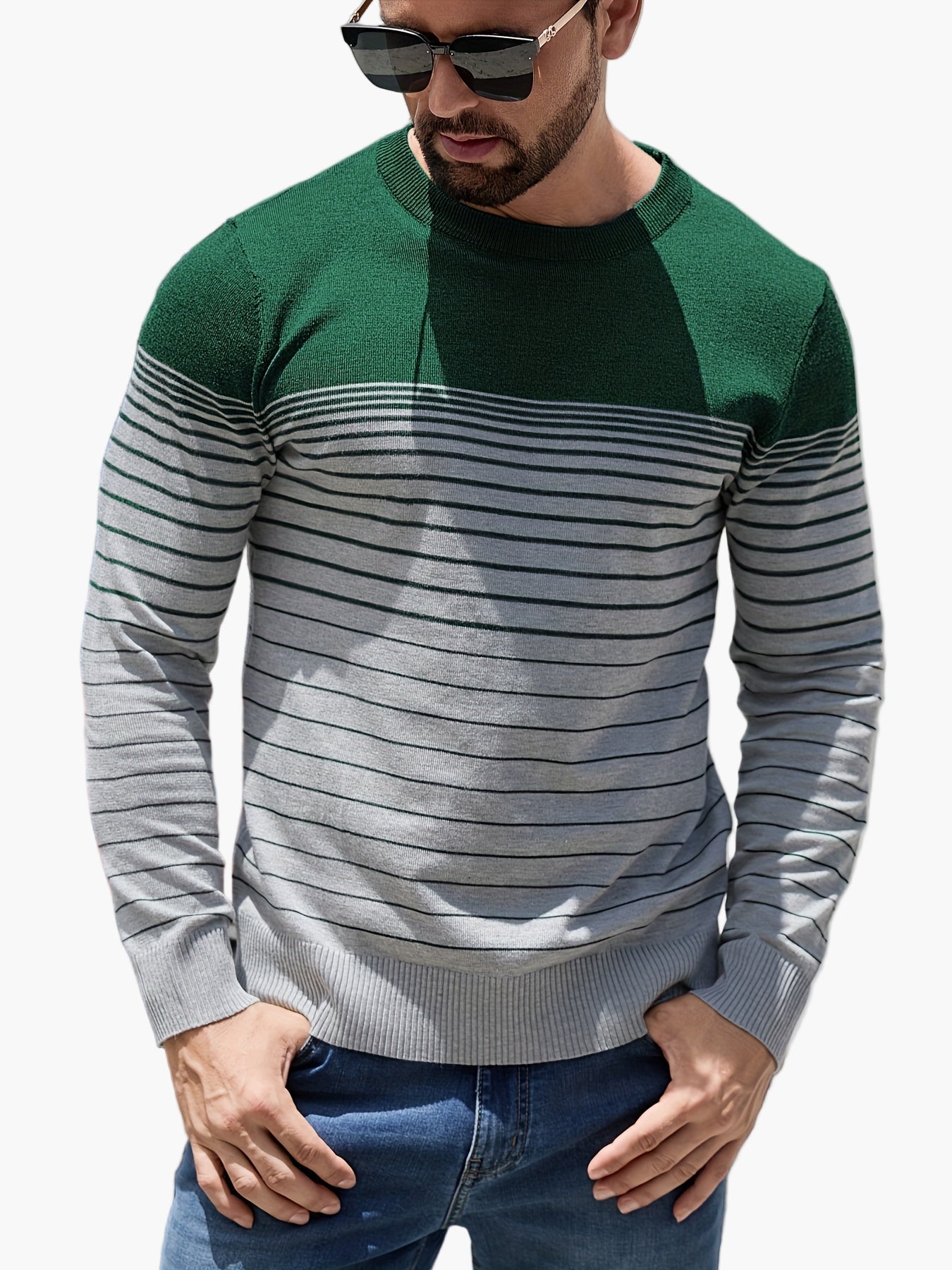 Herren Strickpullover mit Streifenmuster – Lässiger Freizeit-Look für Alltag und Büro