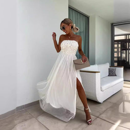 Alison – Ärmelloses Kleid mit Blumenstickerei