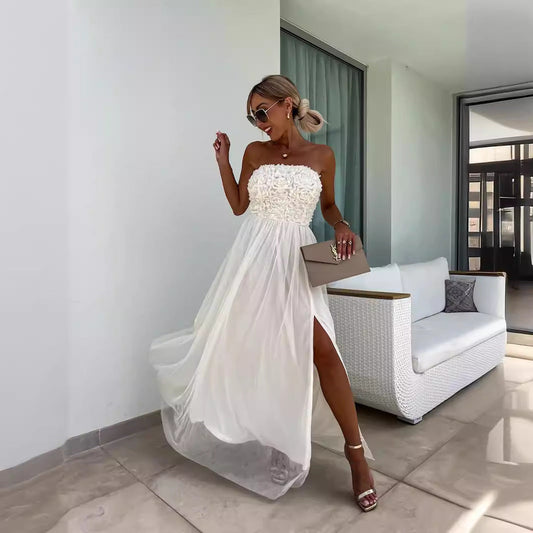Alison – Ärmelloses Kleid mit Blumenstickerei