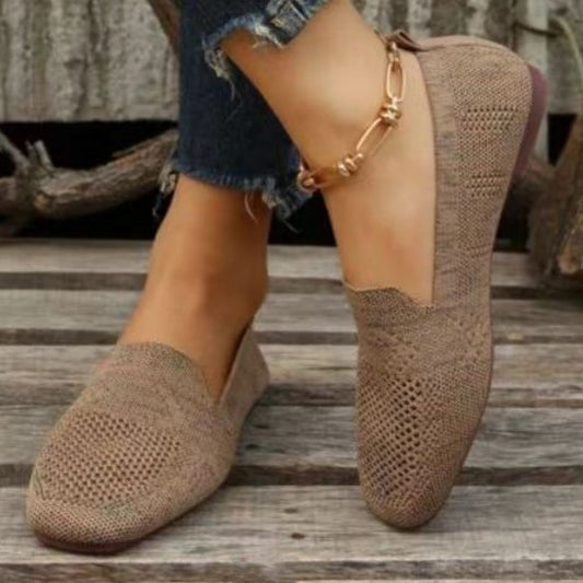 Damen Strick-Slipper Bequeme Modische Freizeitschuhe für Alltag und Reisen