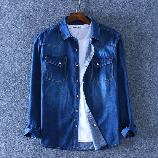 Stan – Herren Baumwoll-Denim Langarmhemd