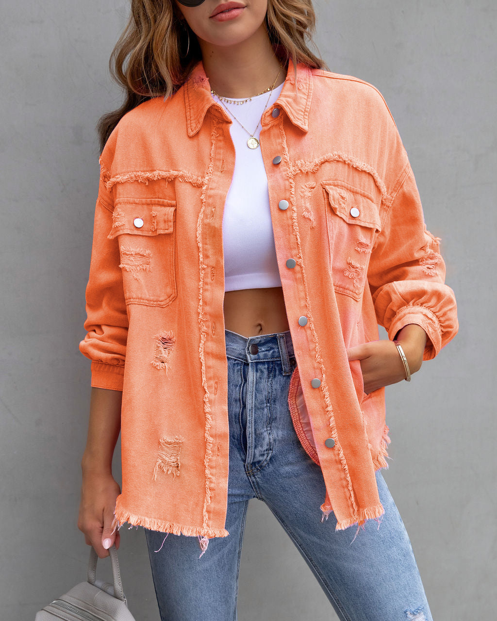 Phoebe – Modische Ripped Shirtjacke für Frauen im Herbst und Frühling