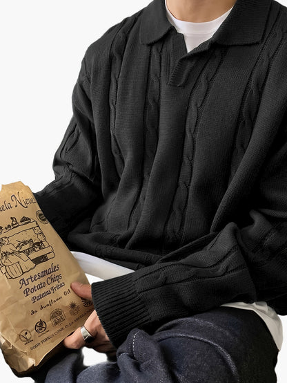 Herren Polo-Strickpullover im Casual-Stil – Ideal für Alltag und Freizeit