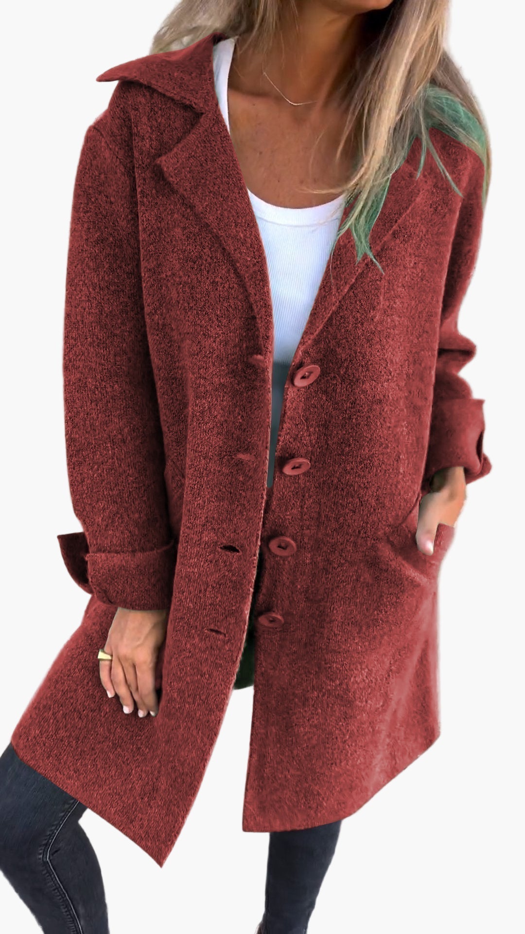 Damen Langer Casual Mantel mit Aufschlägen – Stilvoller Übergangslook für Alltag & Events