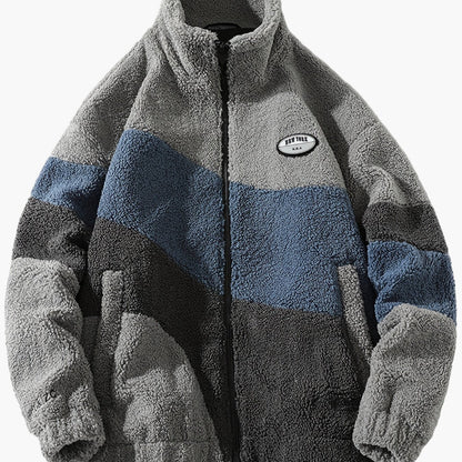 Herren Preppy Style Softshelljacke mit Farbblock-Design und Stehkragen – Freizeitjacke mit Reißverschluss