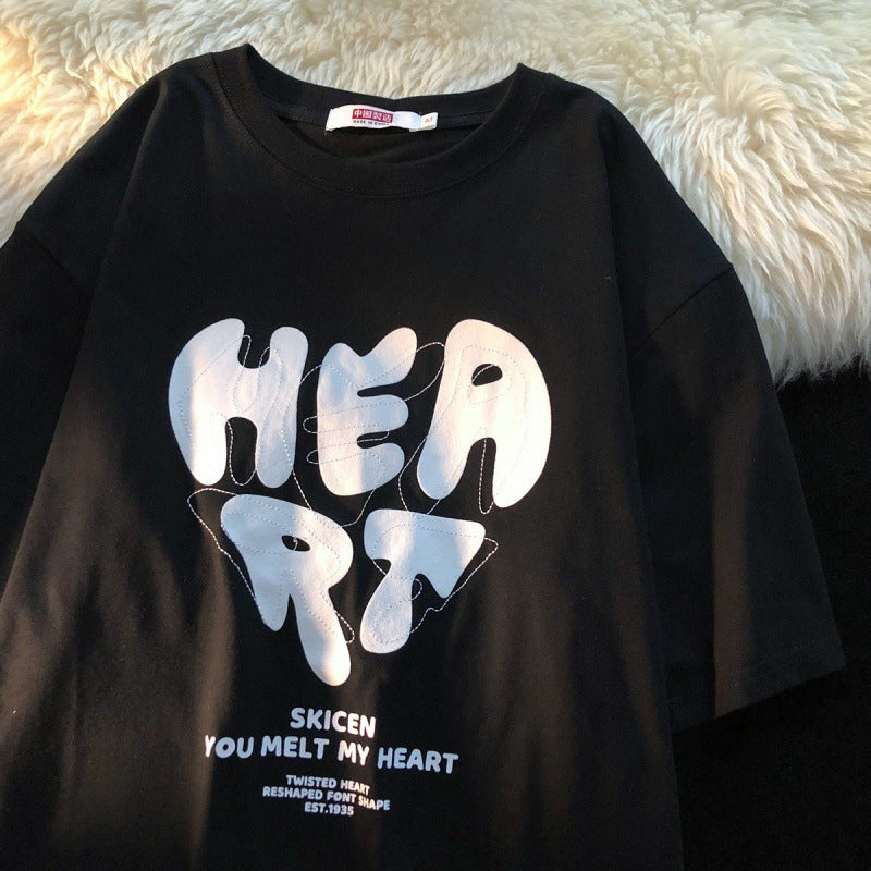 Anne – Modisches Casual T-Shirt mit Herzmuster für Damen