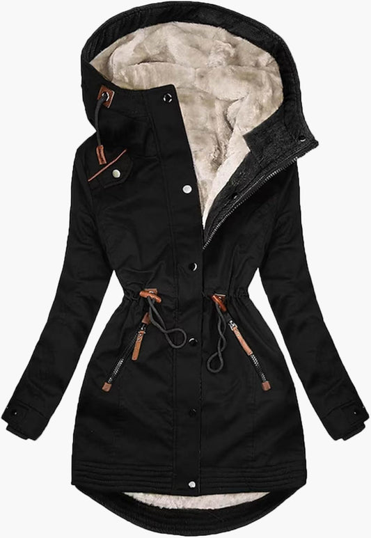 Damen Winterparka mit Fleecefutter und Kapuze – Modischer Mantel für Outdoor & Alltag