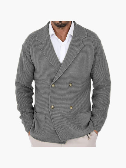 Herren Strickjacke mit Reverskragen und Doppelreiher – Eleganter Casual-Style für Alltag und Büro