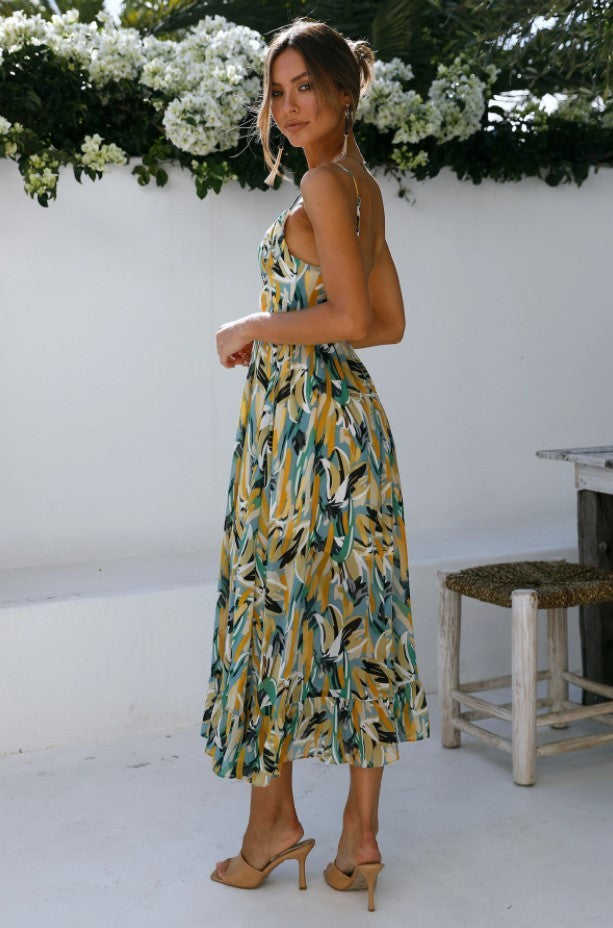 Diana – Boho-Schulterfreies Print-Kleid