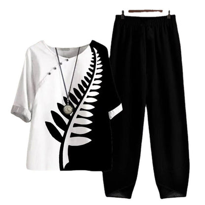 Abigail – Bedruckter Damenanzug mit Top und Hose