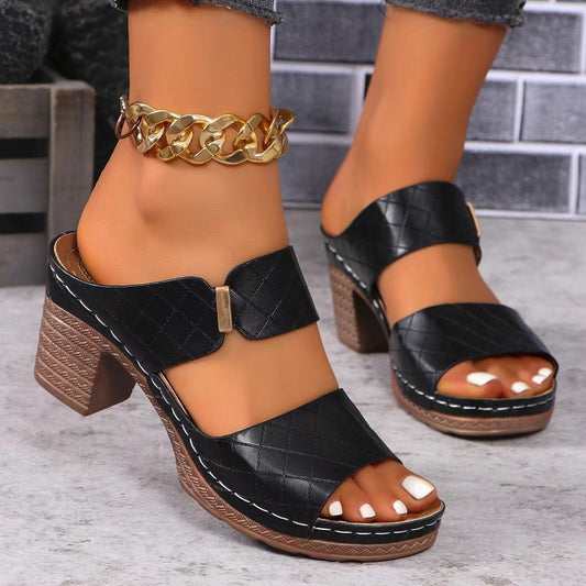 Sandra – Modische High Heel Slipper mit runder Zehenpartie für den Sommer