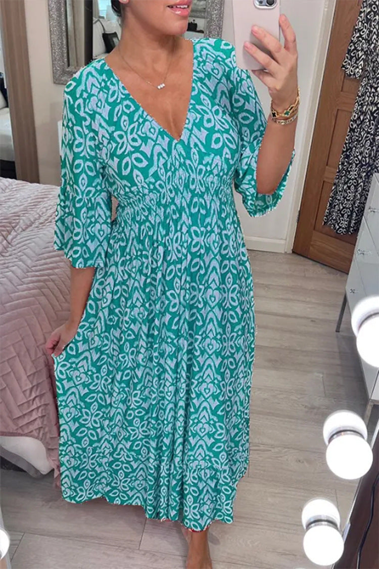 Danielle – V-Ausschnitt Floral Lockerer und Vielseitiger Langer Rock