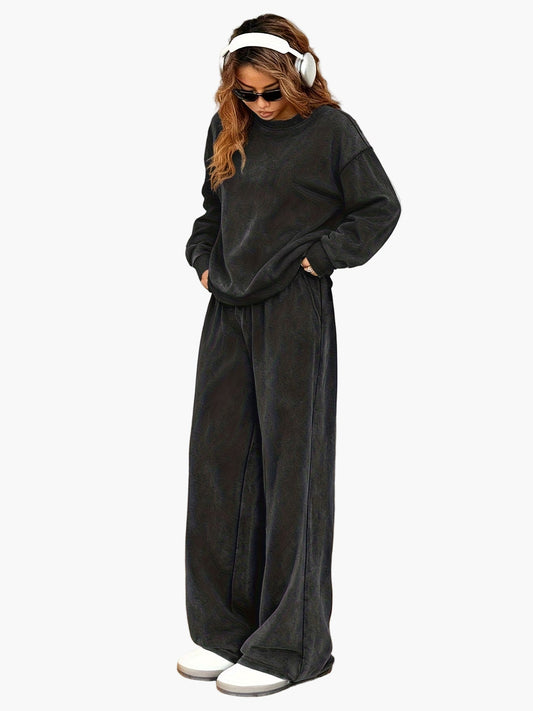 Damen Freizeit-Loungewear Set – Weit geschnittenes Oversize Sweatshirt und Hose für entspannten Alltagsstil