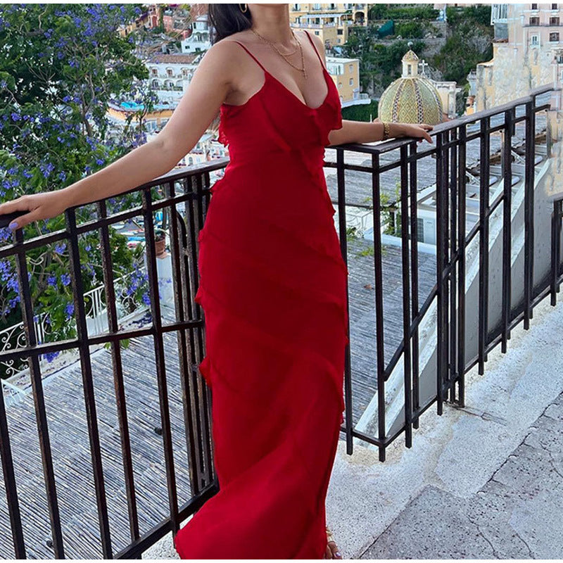 Pamela – Chiffon-Langkleid mit Trägern
