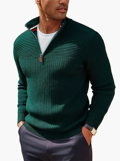 Herren Halb-Zip Strickpullover – Moderner Freizeitpullover mit Stehkragen für Herbst und Winter