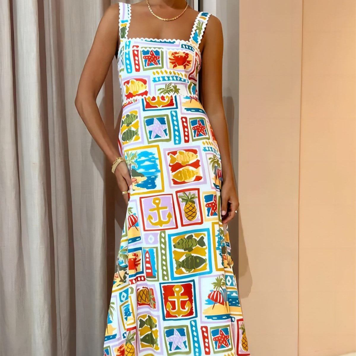 Audrey – Graffiti Träger-Röhrenkleid