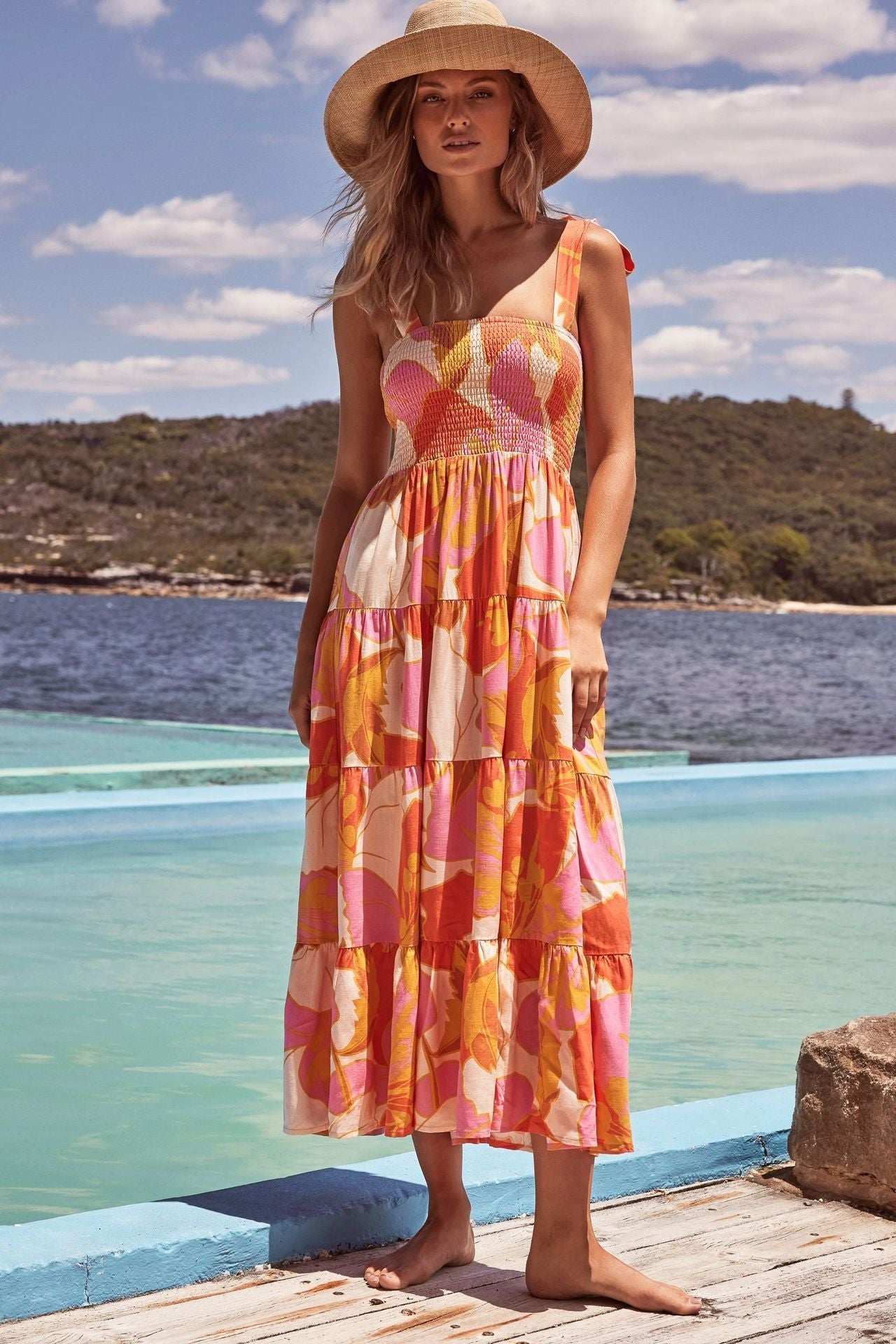 Tamara – Langes Kleid mit Sling-Tie-Druck