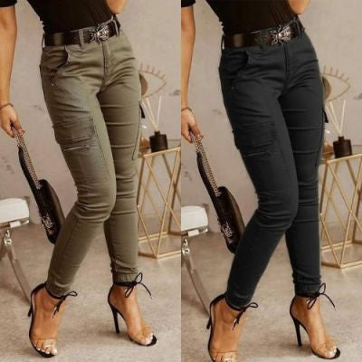 Andrea – Damenhosen mit niedriger Taille und Taschen