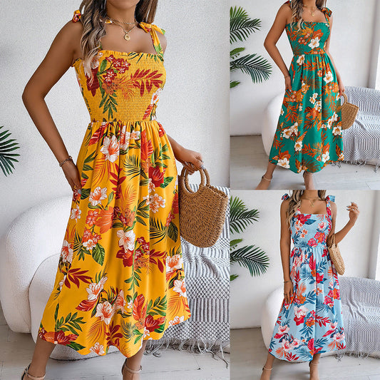 Vanessa – Blumenmuster Träger-Corsage Kleid für Frauen