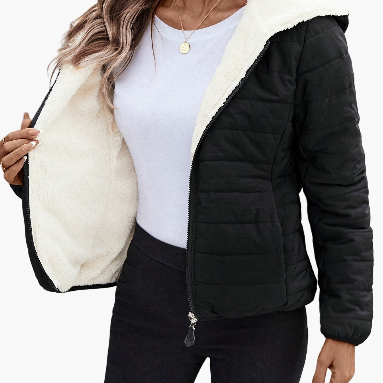 Damen Kapuzenjacke mit Fleecefutter – Bequemer Casual-Style für Herbst & Winter