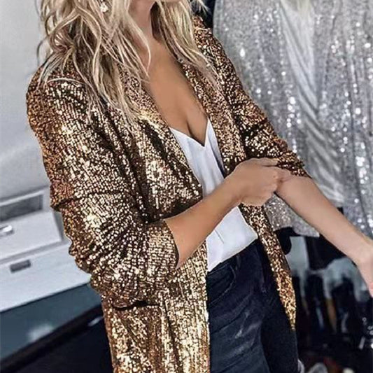 Amanda – Elegant funkelnder Blazer mit langen Ärmeln