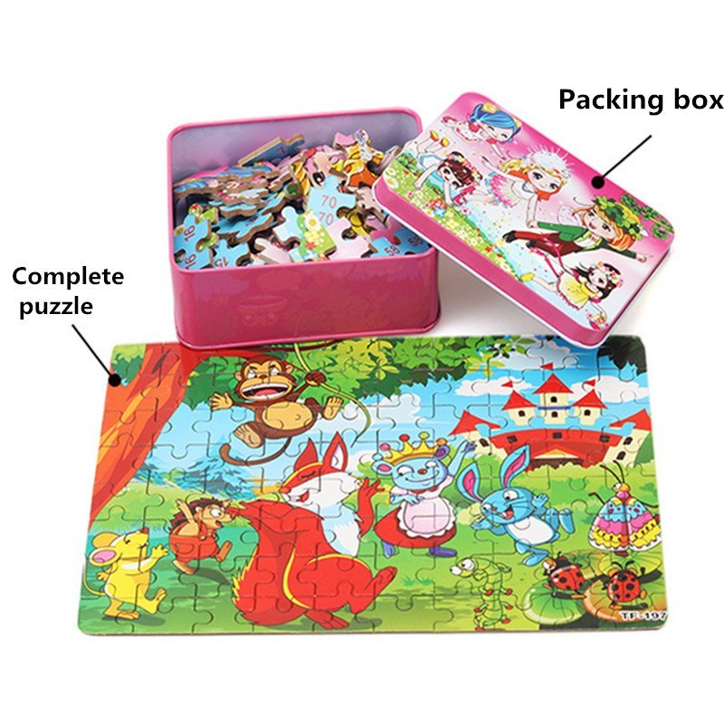 Kinder Holzpuzzle Set mit Aufbewahrungsbox – Lernspielzeug für Jungen und Mädchen, pädagogisches Puzzle ab 3 Jahren