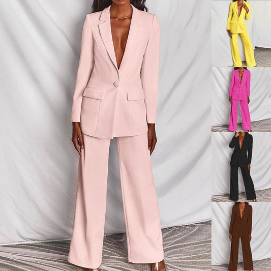 Damen Business Anzug Set – Eleganter Blazer mit weiter Hose für Büro, Events & Alltag