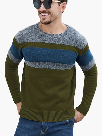 Herren Strickpullover mit Streifenmuster – Modischer Freizeitpullover für Herbst und Winter