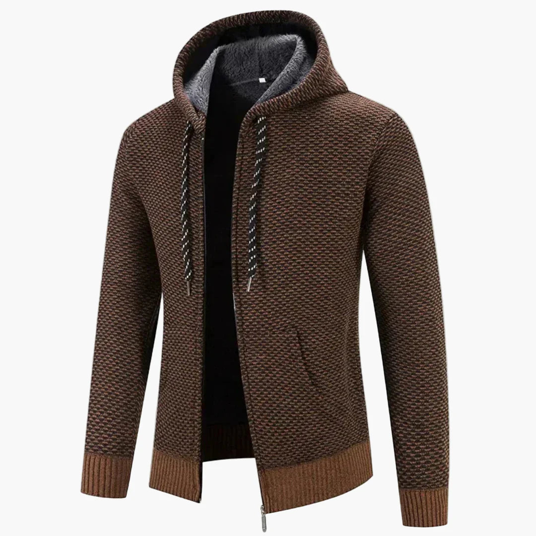 Herren Strick-Kapuzenjacke für Herbst & Winter – Modisches Freizeit-Outfit mit Reißverschluss