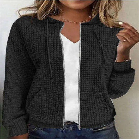 Jessica – Langer Damen-Cardigan mit Reißverschluss und Kapuze